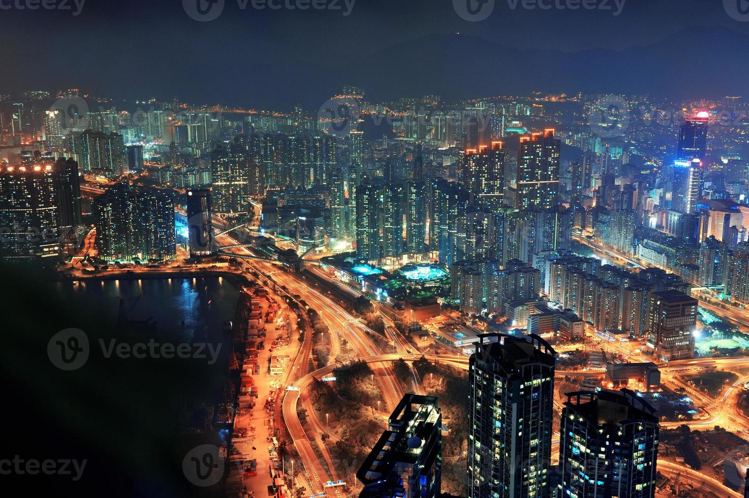 Hong Kong aerial night photo