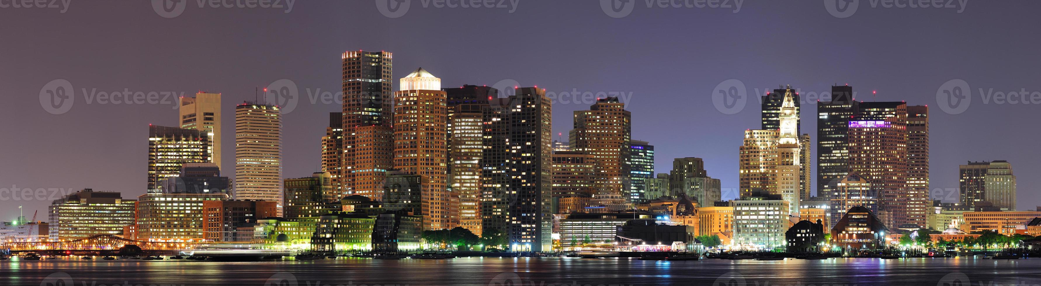 panorama nocturno de boston foto