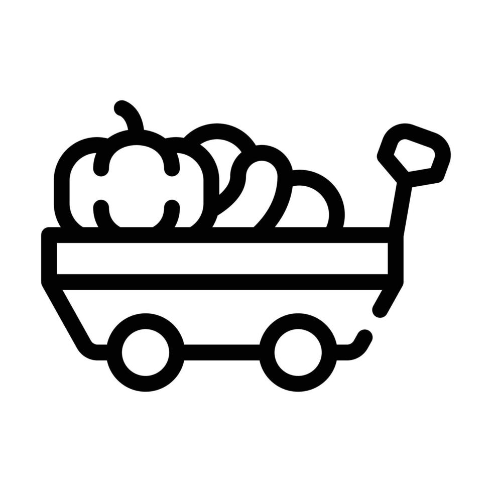 carro con verduras de otoño línea icono vector ilustración