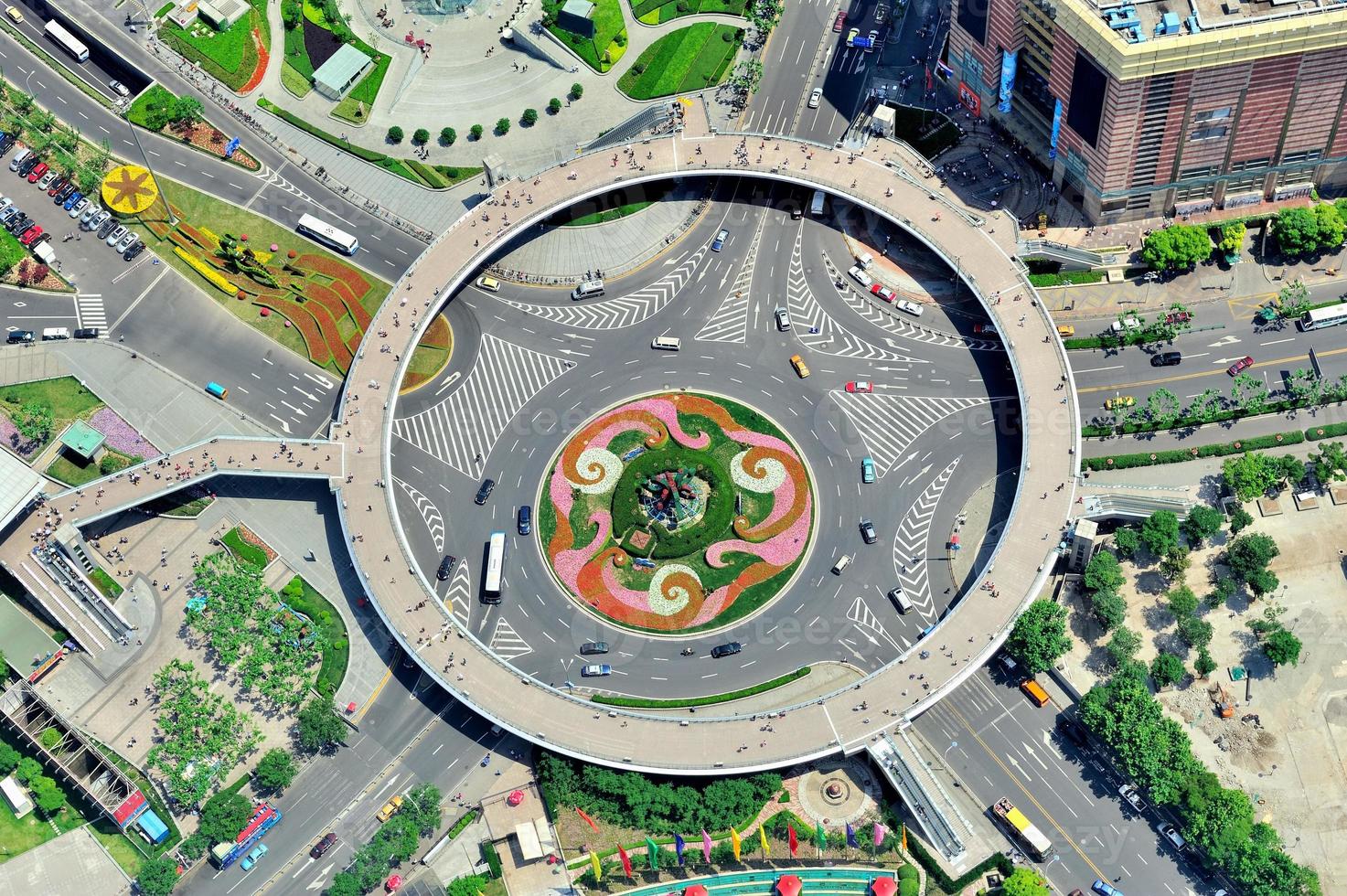 Shanghai street aerial view photo