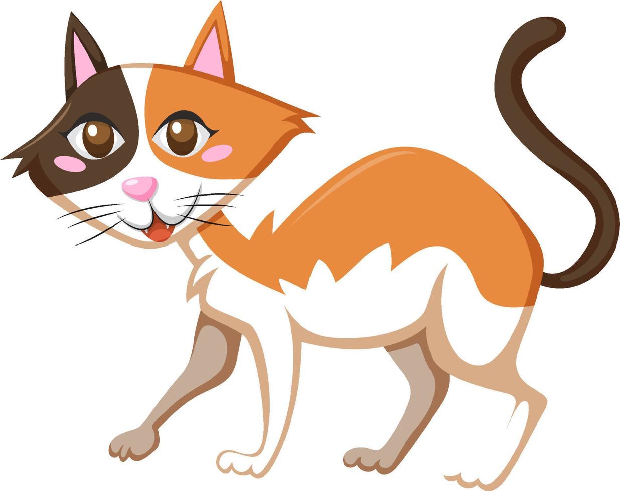 Brown cat in cartoon style vector