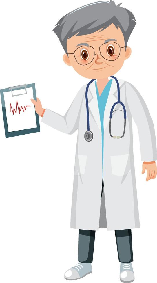 Happy doctor with patient file vector