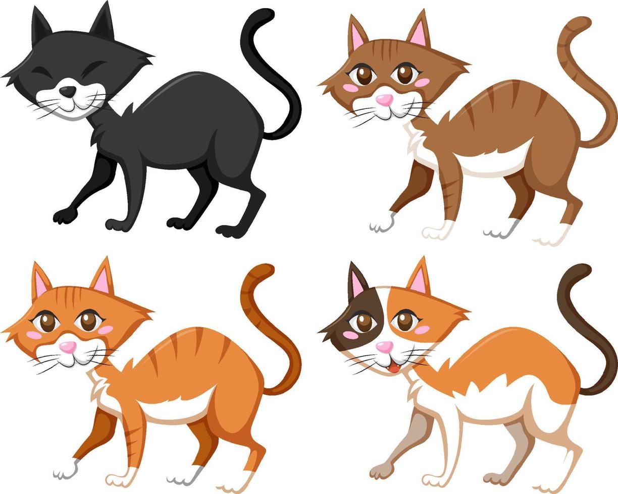 conjunto de diferentes gatos de dibujos animados vector