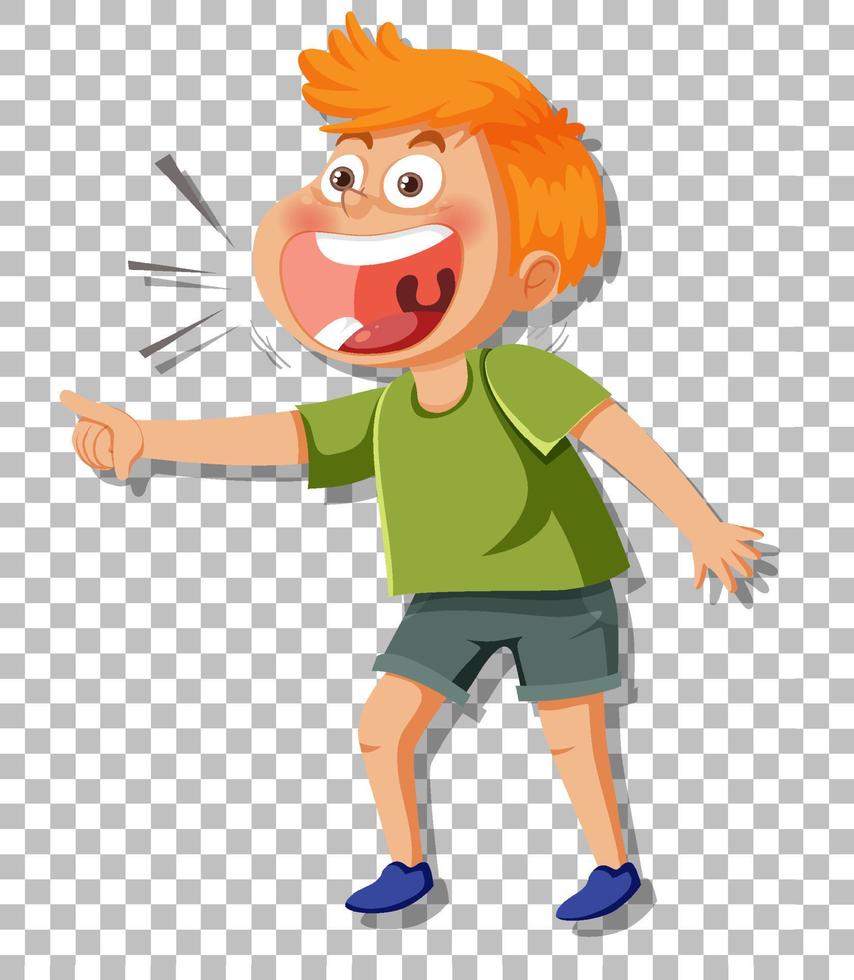 A boy laughing on grid background vector