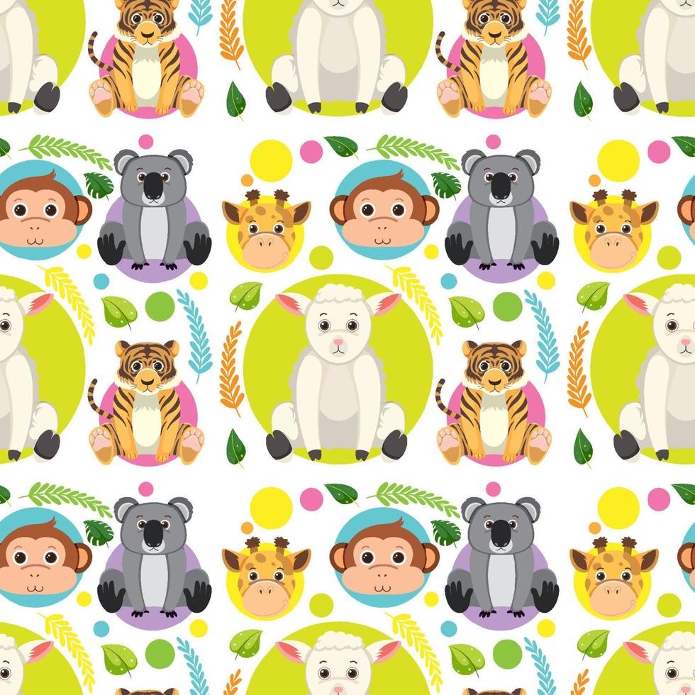 Cute animals seamless pattern vector
