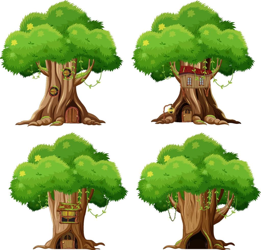 dibujos animados aislados de árbol grande vector