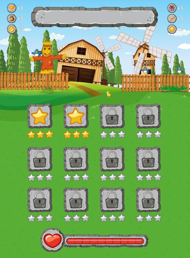 Game template rural farm background vector