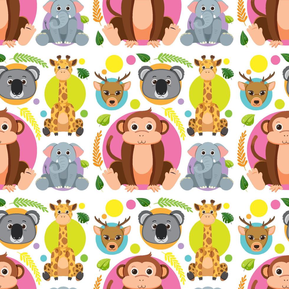 Cute animals seamless pattern vector