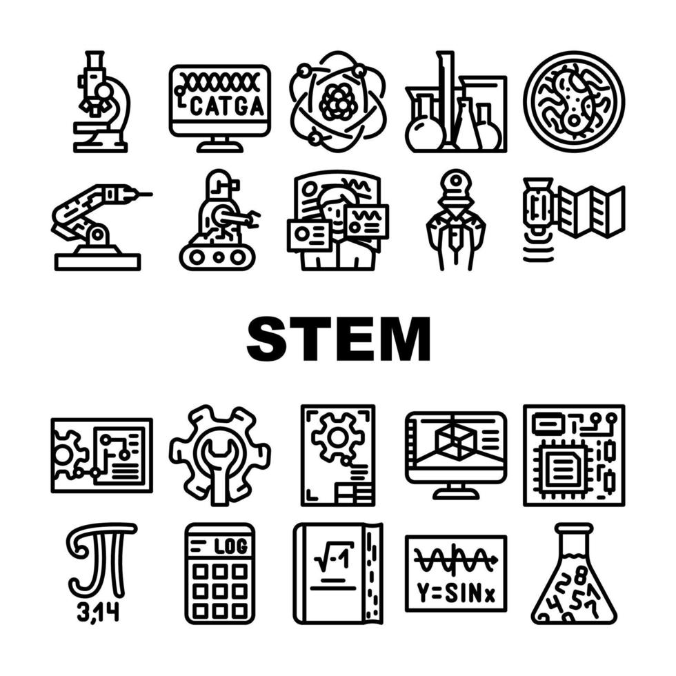 Stem Engineer Process And Science Icons Set Vector