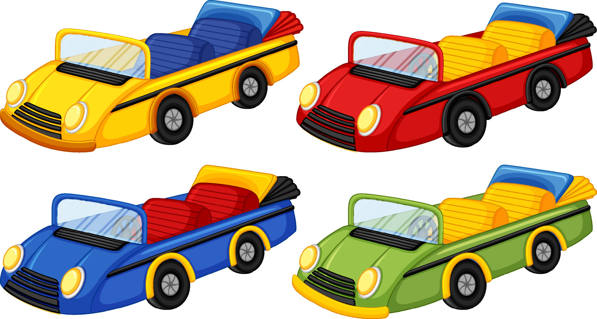 Set of different vintage convertible cars in cartoon style 8337738 Vector  Art at Vecteezy