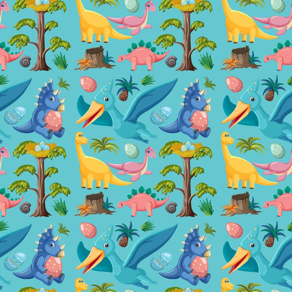 Cute dinosaur seamless pattern vector