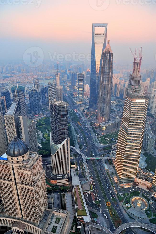 Shanghai aerial at sunset photo