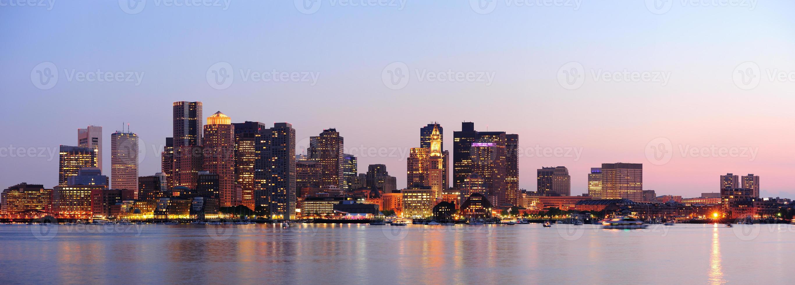 Boston downtown panorama at dusk photo