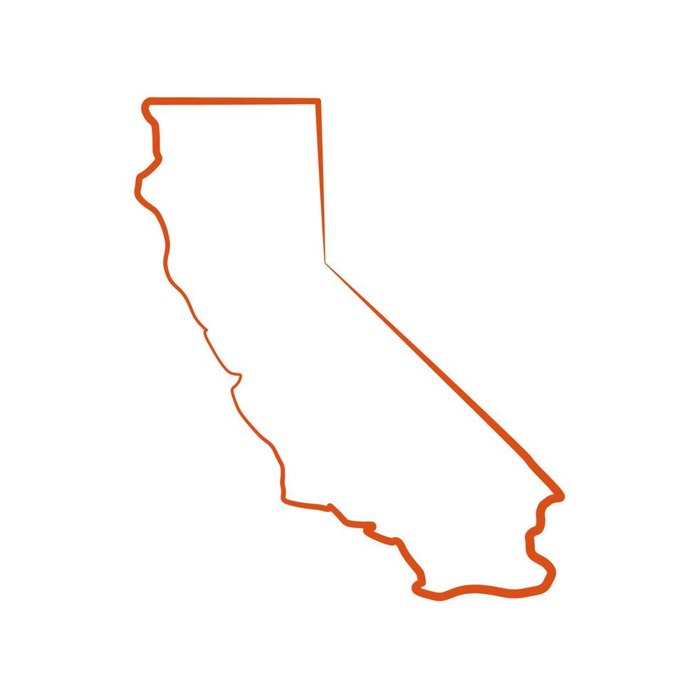 mapa de california ilustrado sobre fondo blanco vector