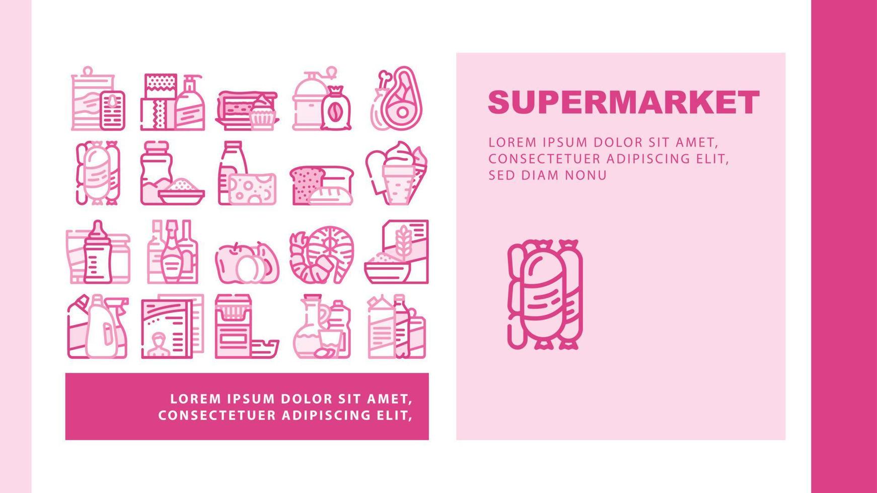 Supermarket Selling Department Landing Header Vector