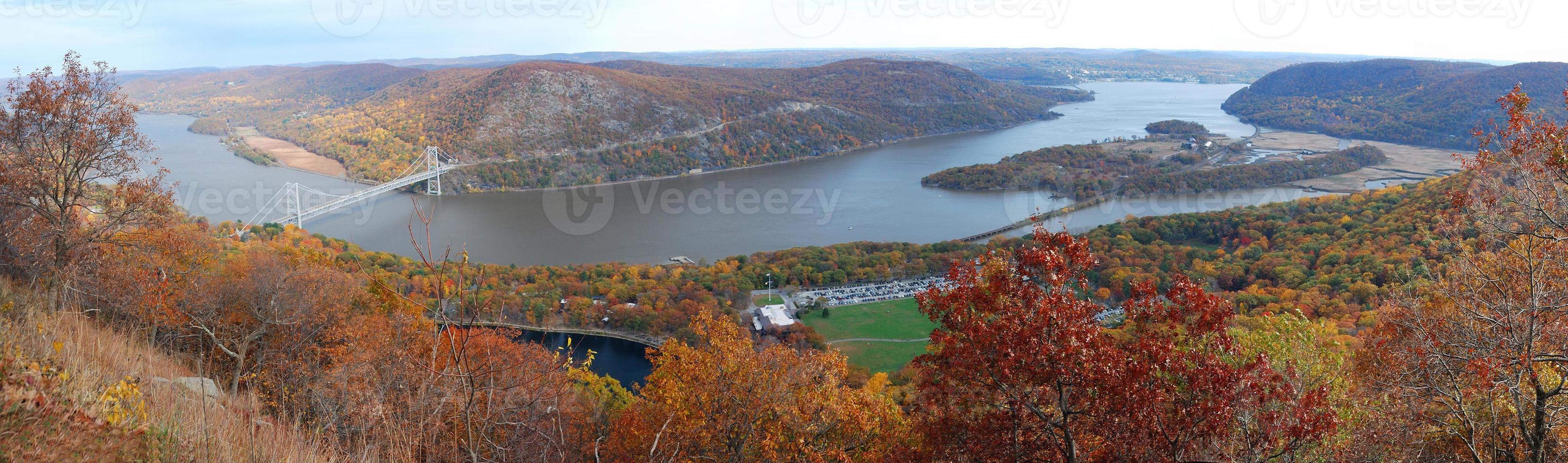 Autumn Mountain aerial view panorama photo