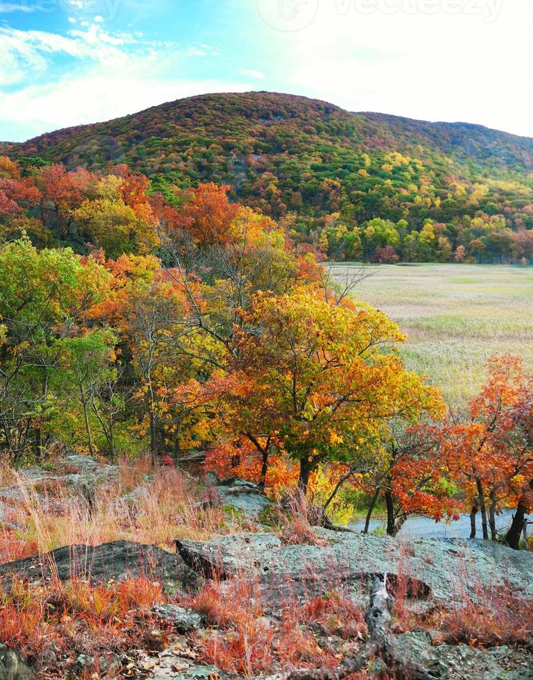 Autumn Mountain with lake photo