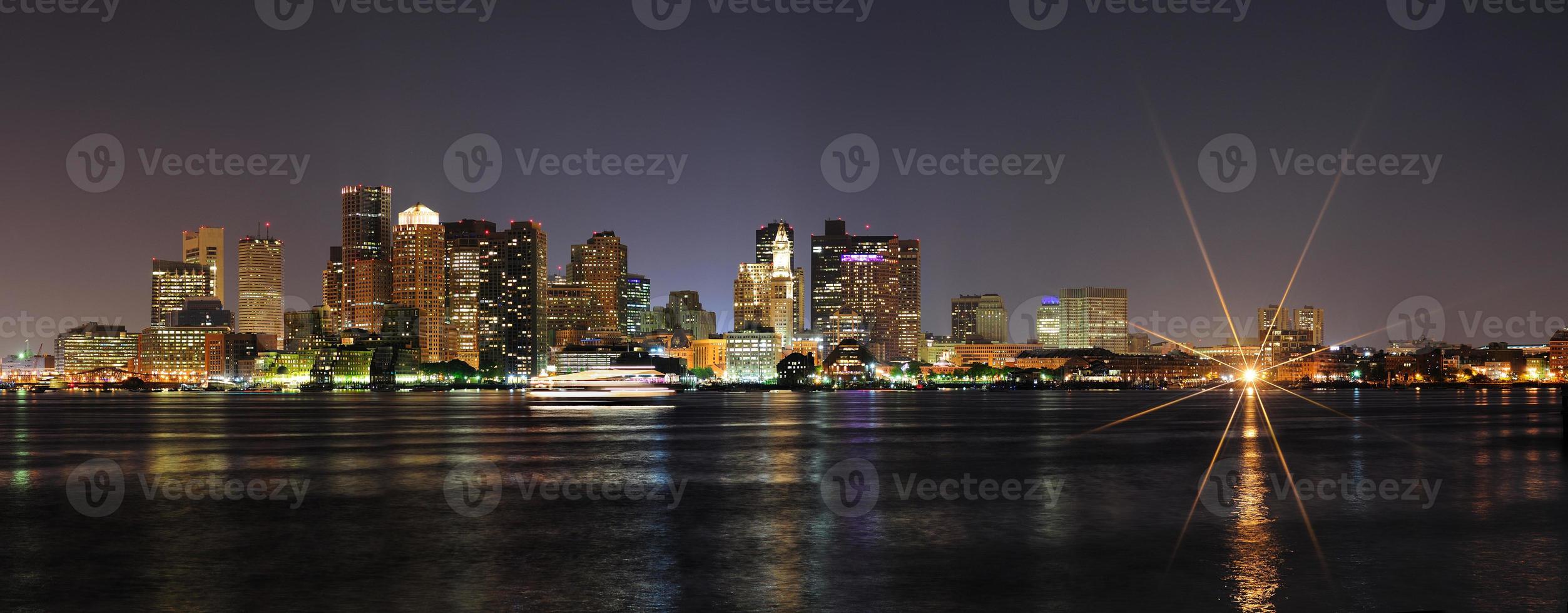 Boston downtown panorama at night photo