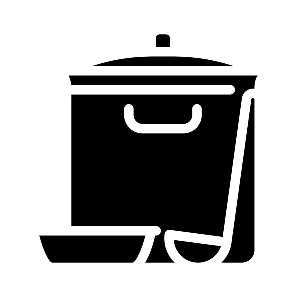soup pan canteen kitchen utensil glyph icon vector illustration