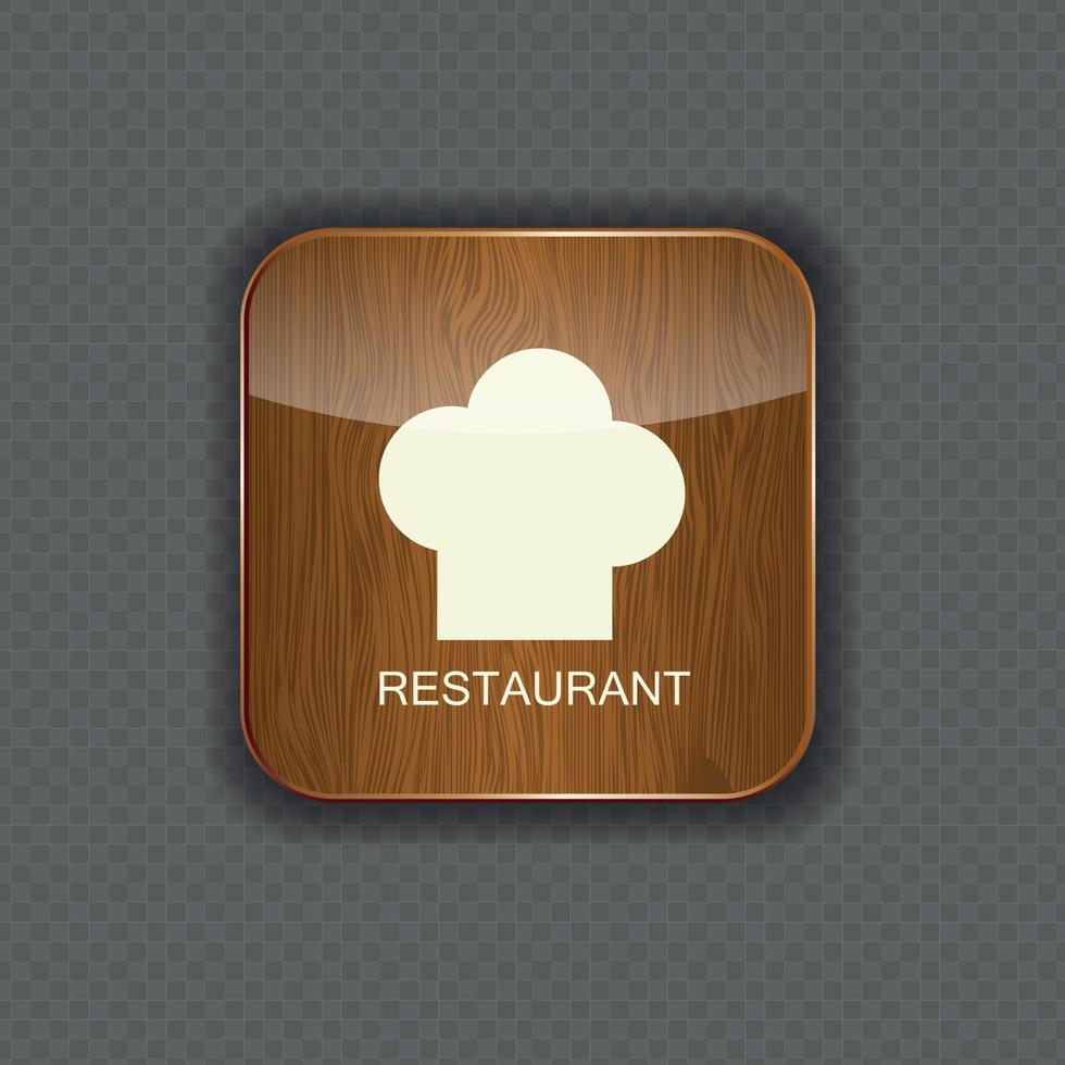 Food and drink wood application icons vector