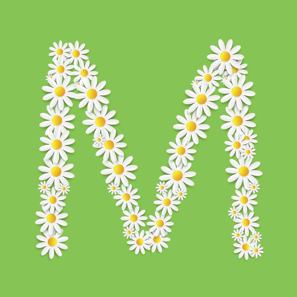Flora Daisy Design Alphabet Vector Illustartion