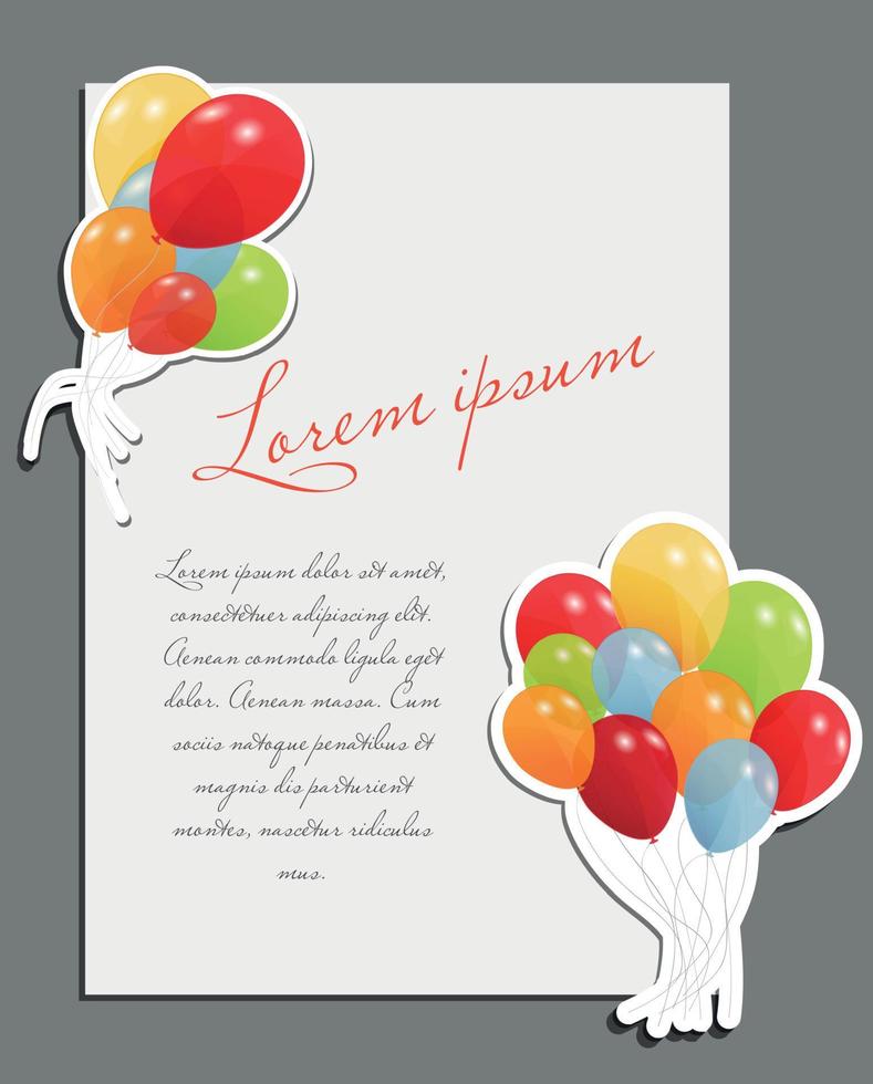 Celebrating blank page with balloons vector illustration