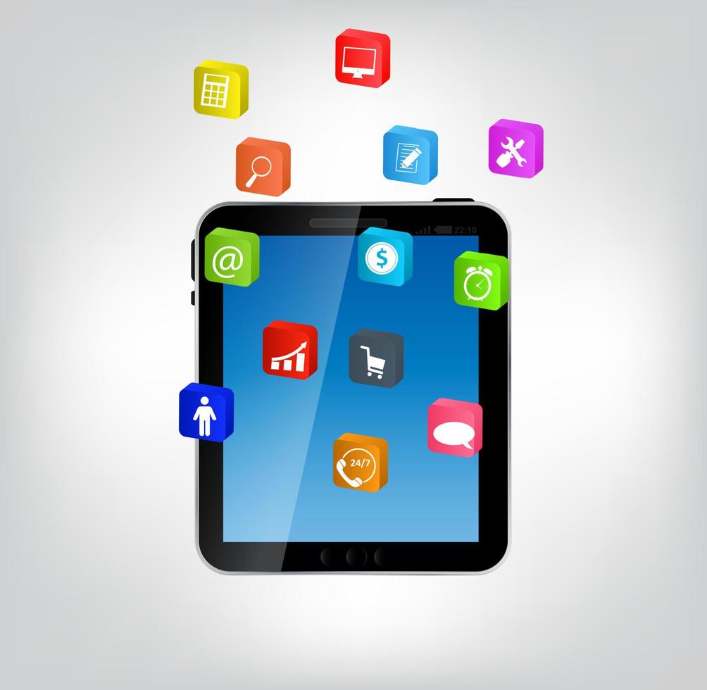 Mobile phone with  icons vector ilustration