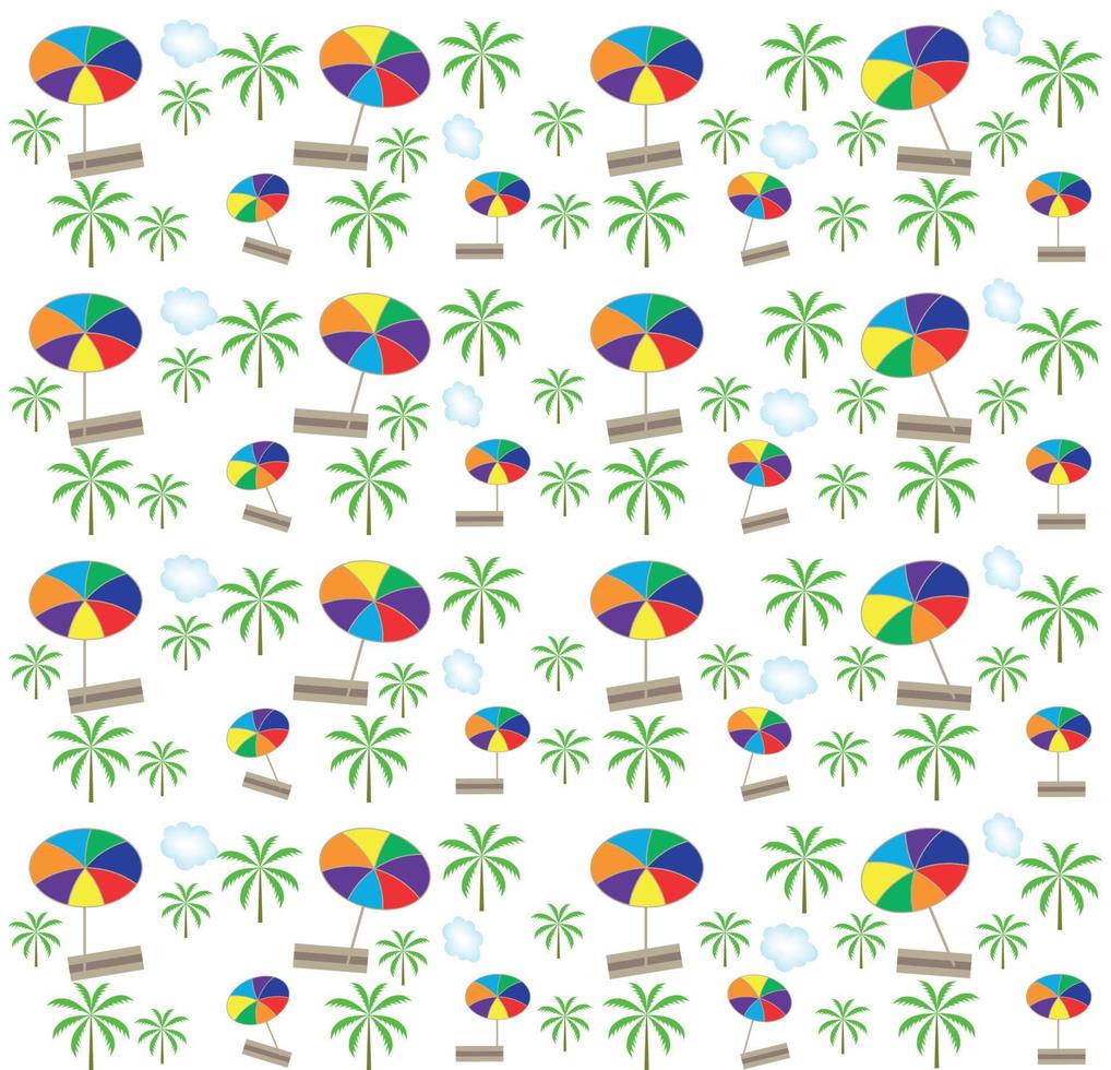 palmeras, sombrillas de patrones sin fisuras. ilustración vectorial vector