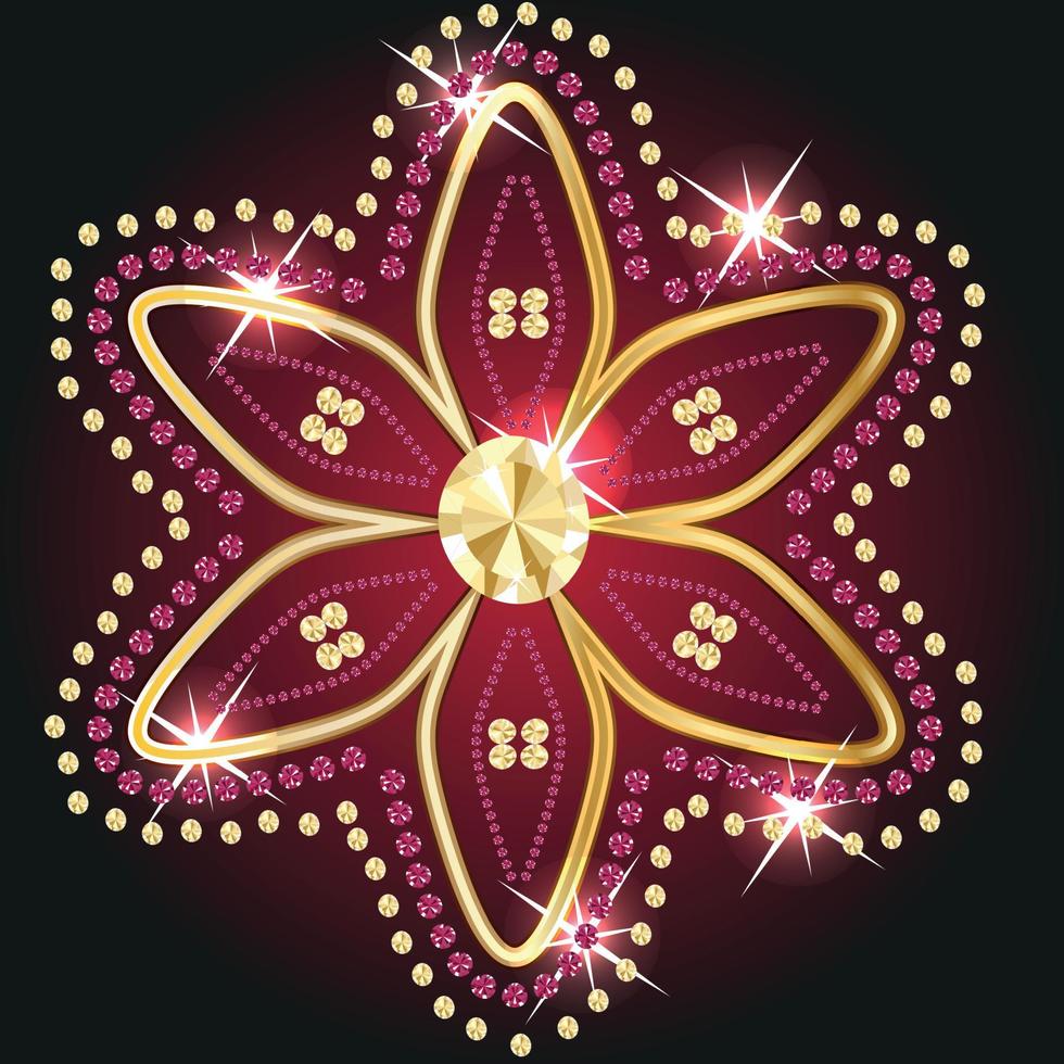 hermosa flor de diamante brillante, ilustración vectorial vector