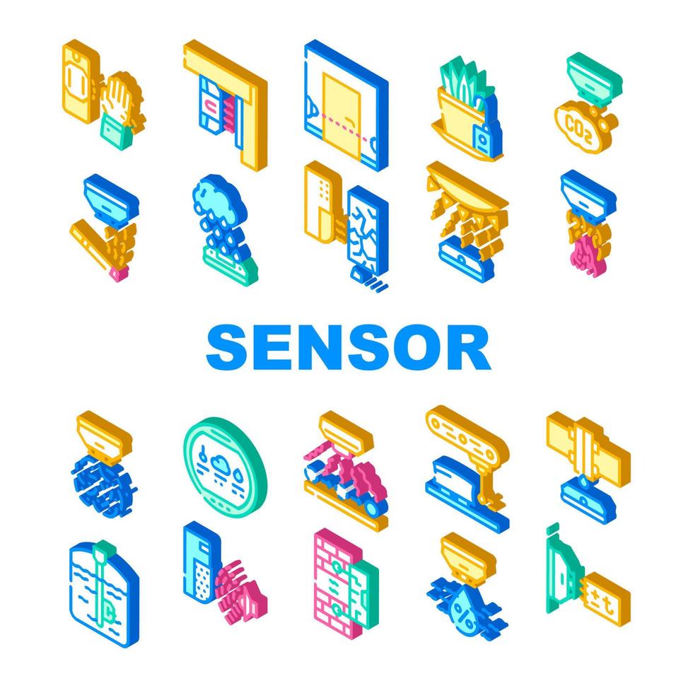 Sensor Electronic Tool Collection Icons Set Vector