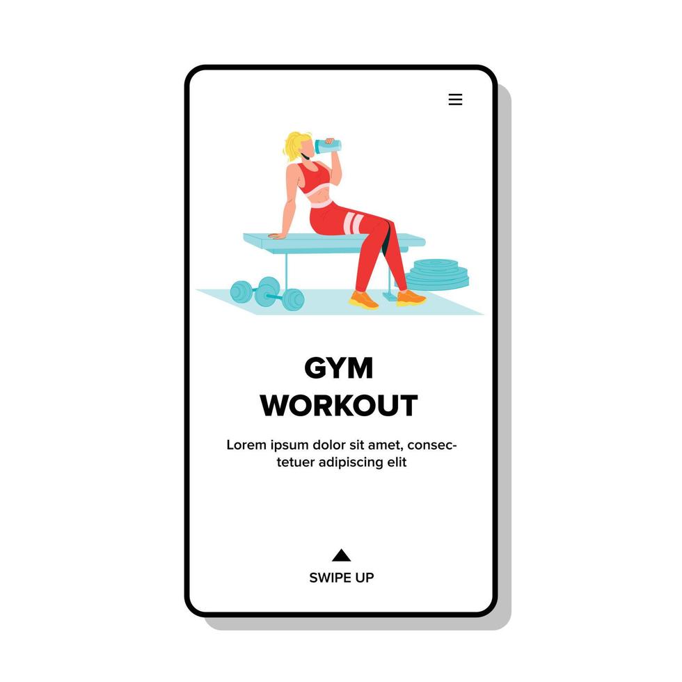 Gym Workout With Fit Sportive Equipment Vector