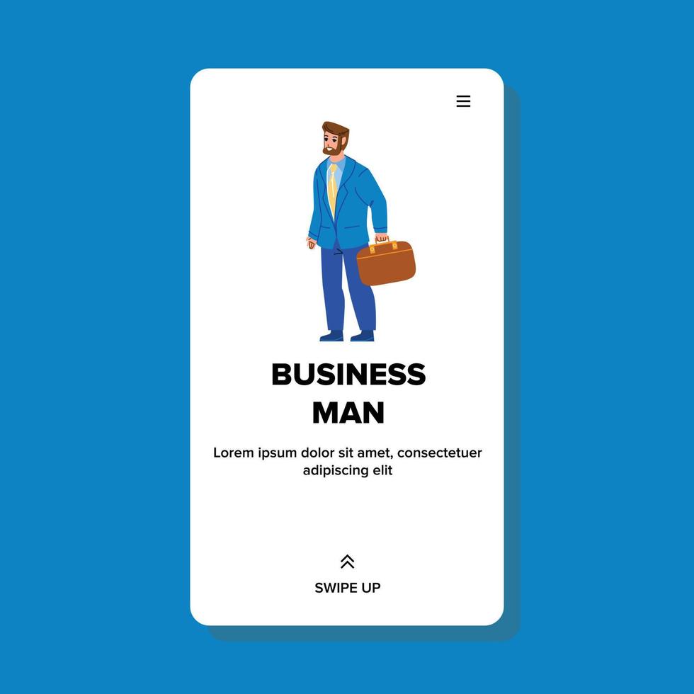 Business Man Going At Work With Suitcase Vector