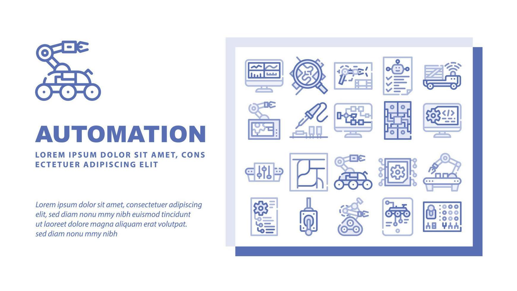 vector de encabezado de aterrizaje de ingeniero de automatización