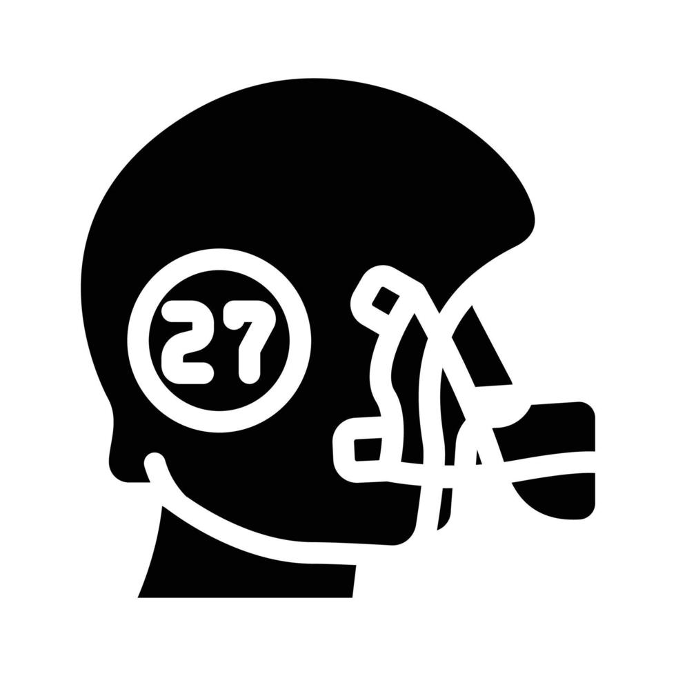 rugby football player helmet with number glyph icon vector illustration