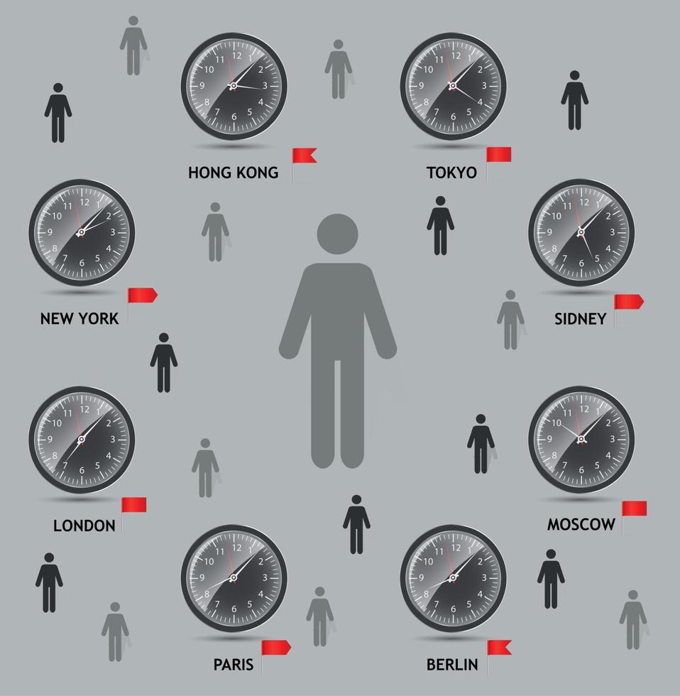 ilustración de vector de mundo de zona horaria