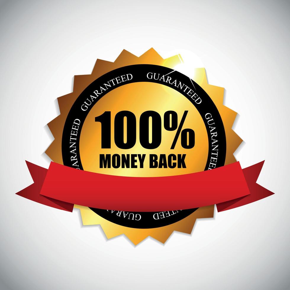 100 Money Back Golden Label  Vector Illustration