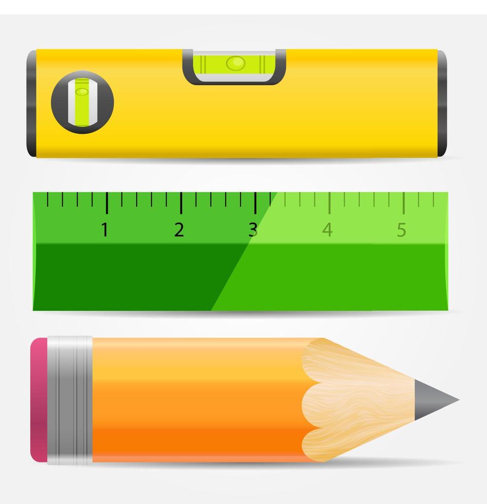 Pencil,level and ruler icon vector illustration