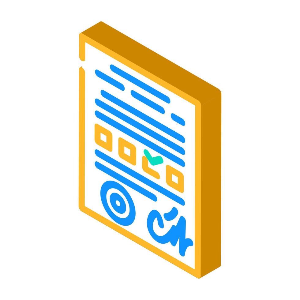 examination documents isometric icon vector illustration