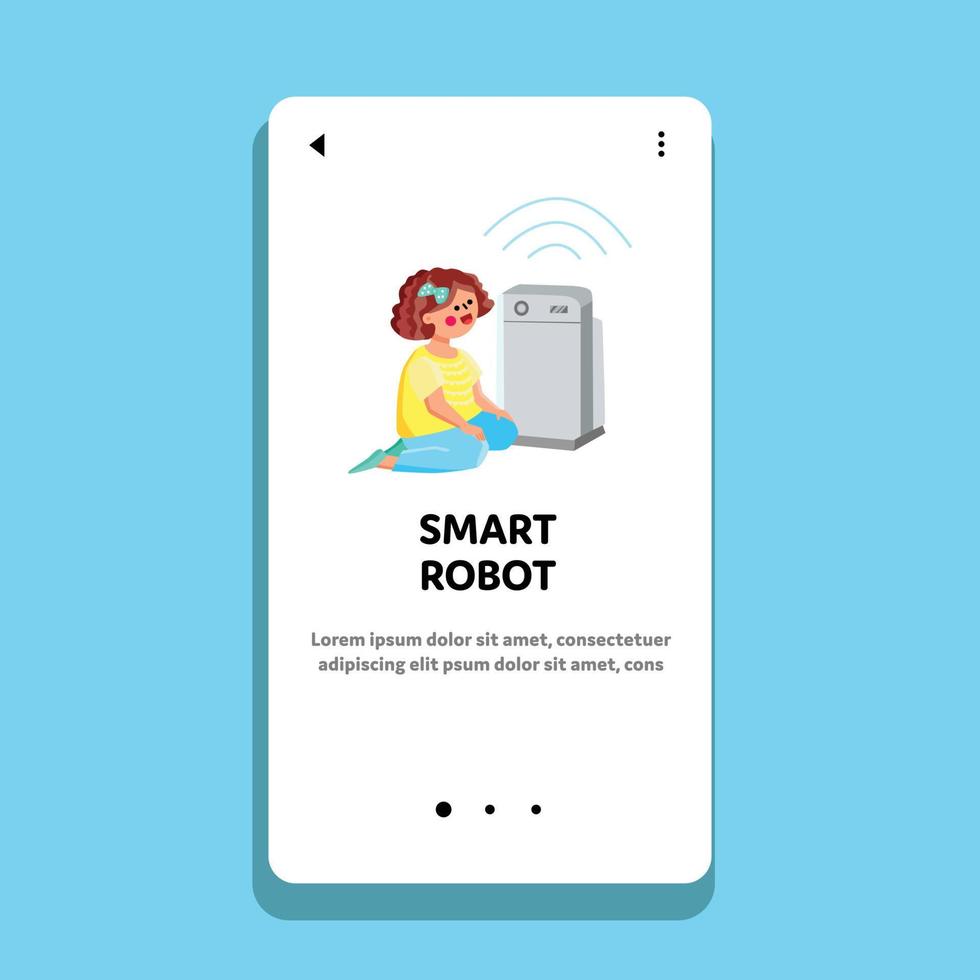 Smart Robot Considering Little Girl Child Vector