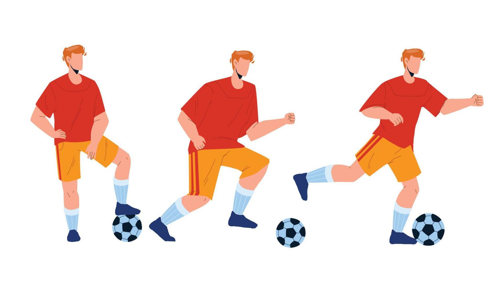 Football Player Playing And Kicking Ball Vector