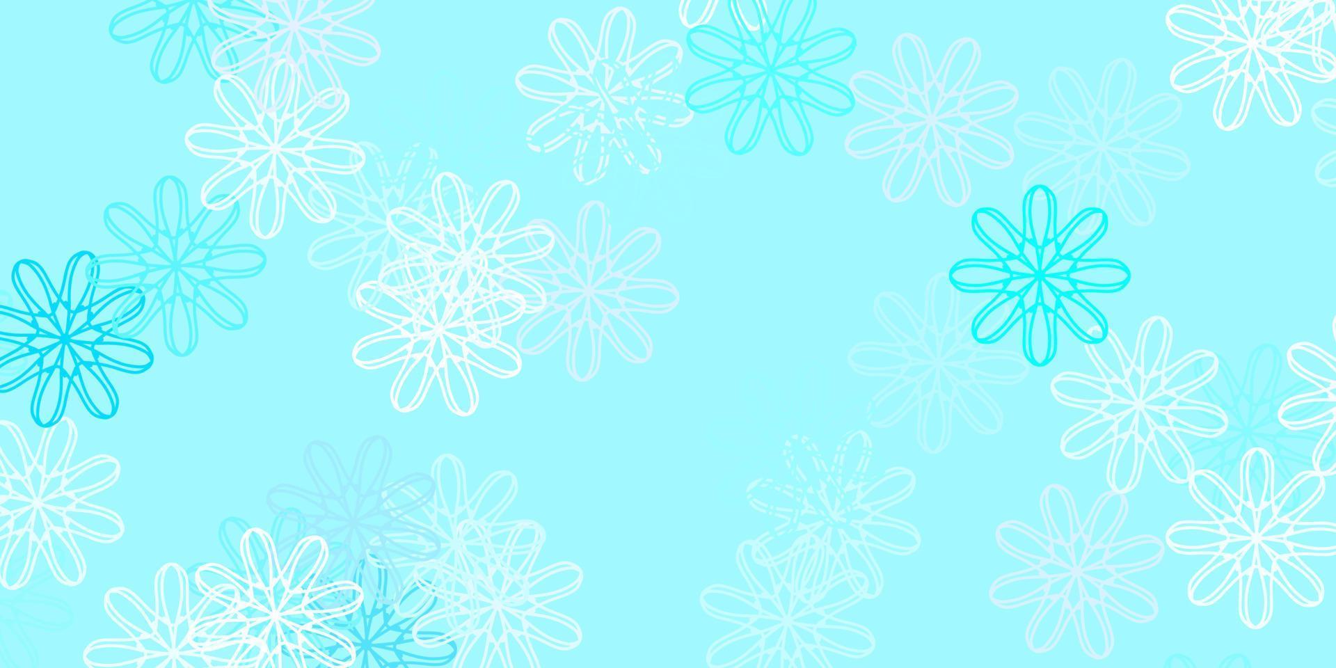 plantilla de doodle de vector rosa claro, azul con flores.