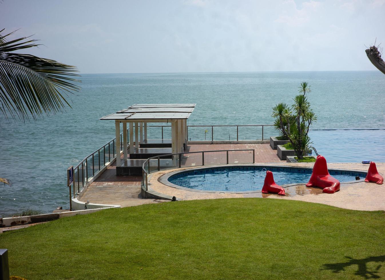 hotel inn with a view in front of the beach photo