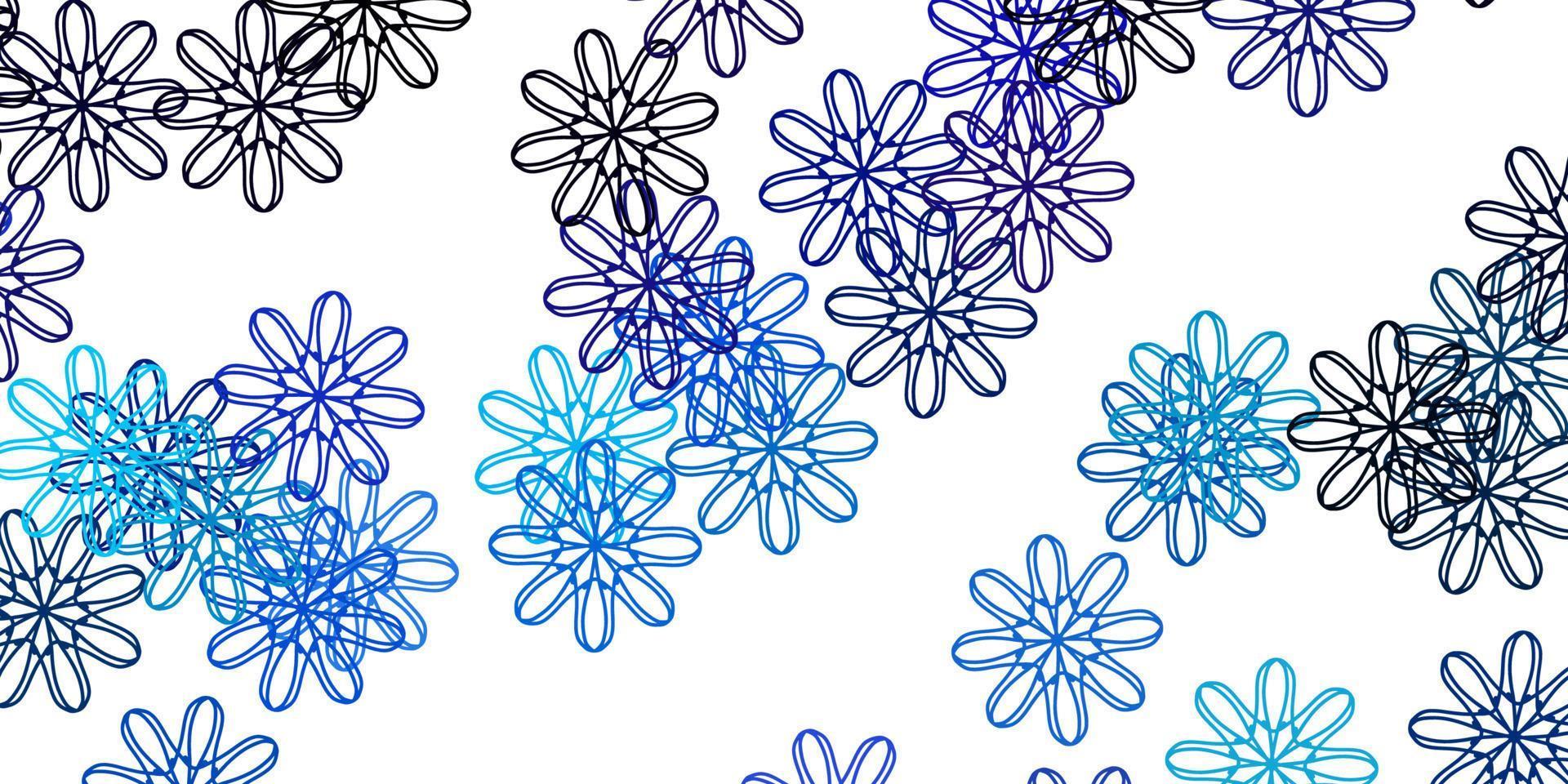 textura de doodle de vector rosa claro, azul con flores.