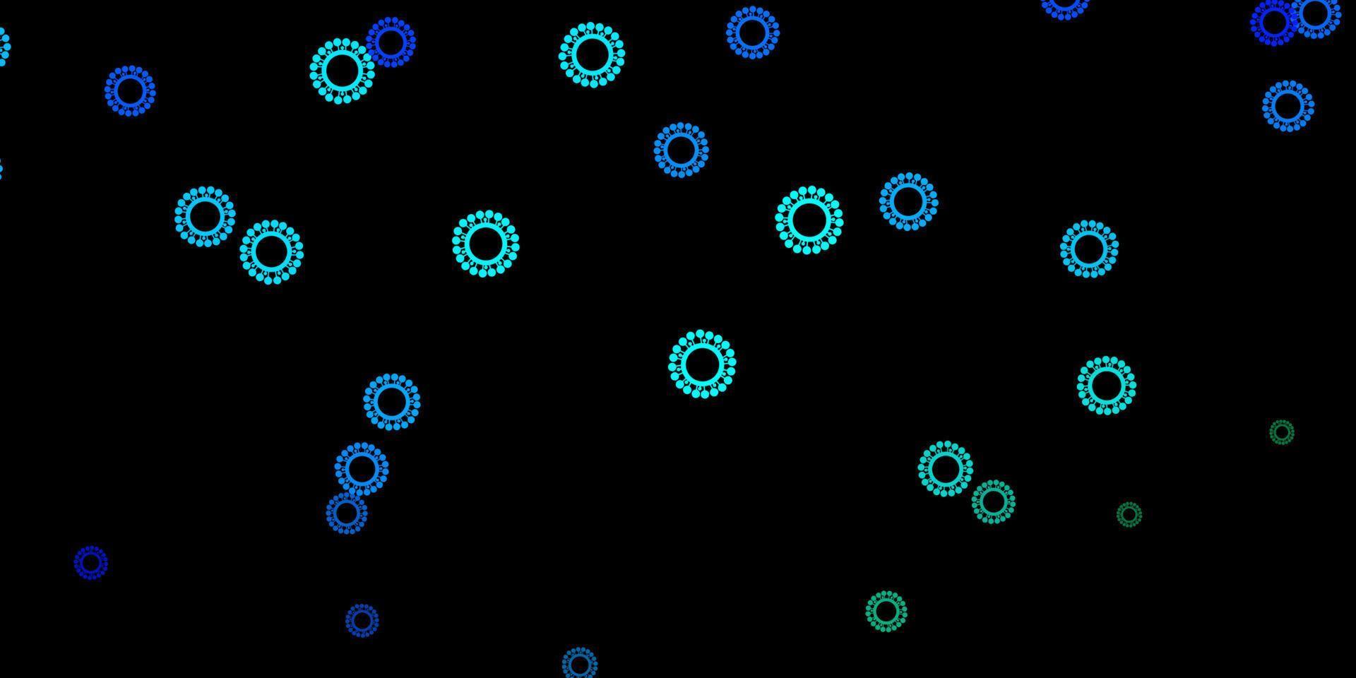 Dark blue, green vector backdrop with virus symbols.