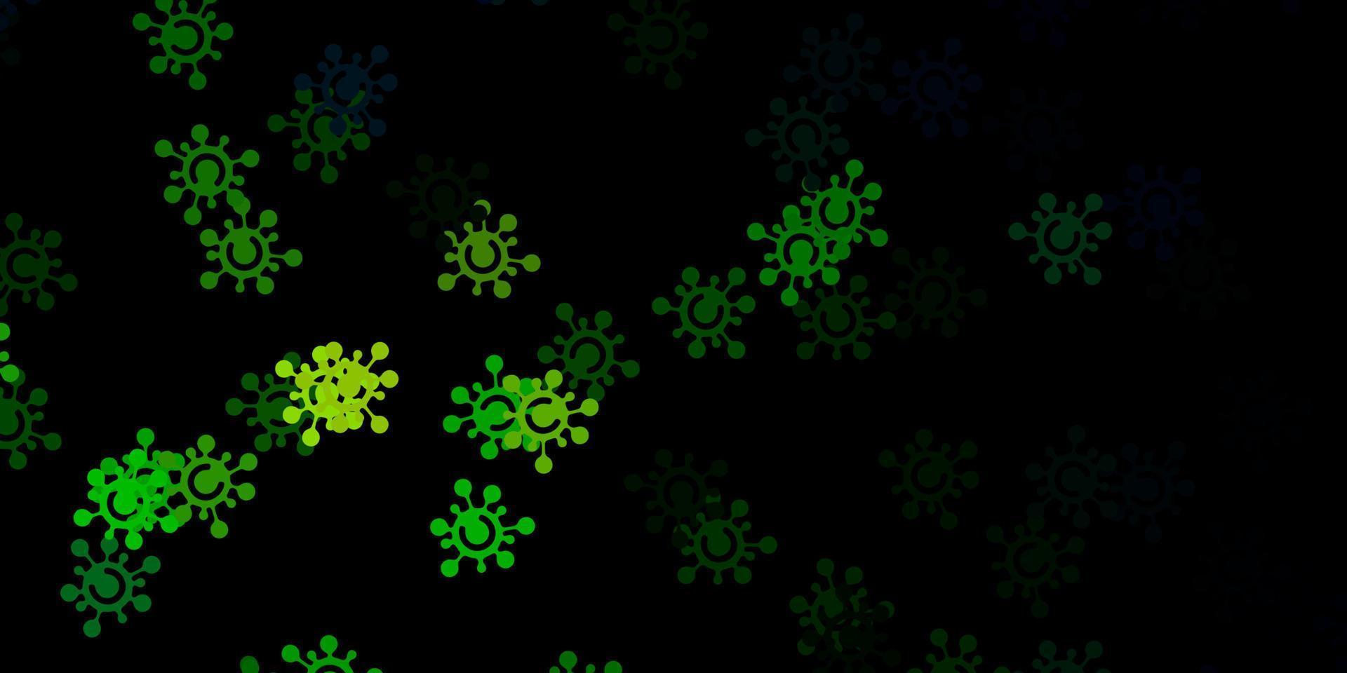 Dark blue, green vector texture with disease symbols.