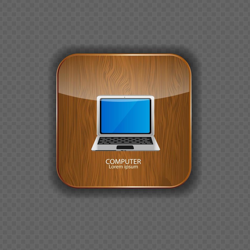 Computer wood application icons vector illustration