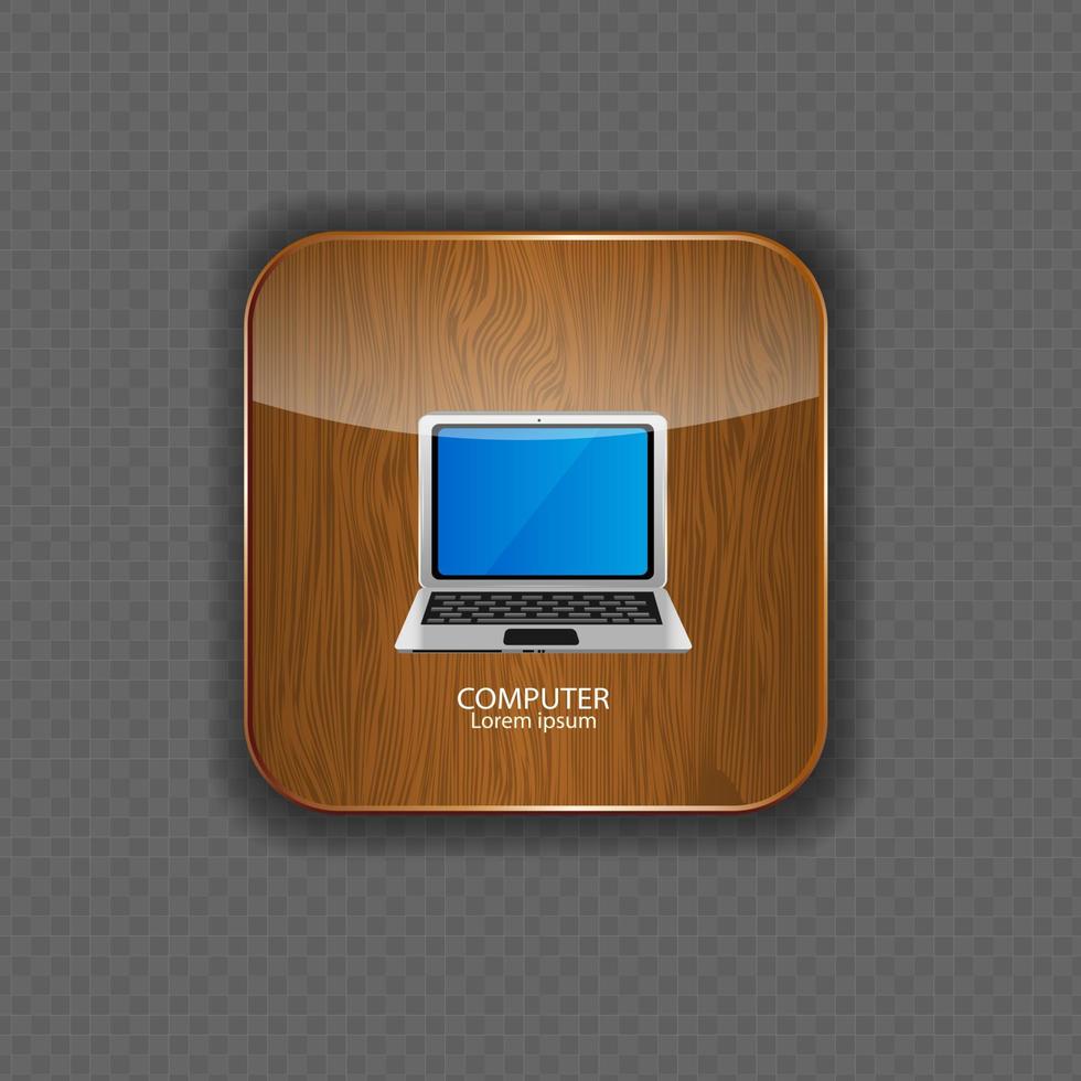 Computer wood application icons vector illustration