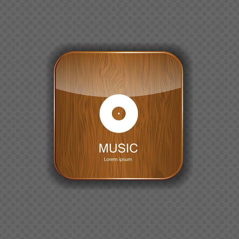 iconos de aplicaciones de madera de música vector