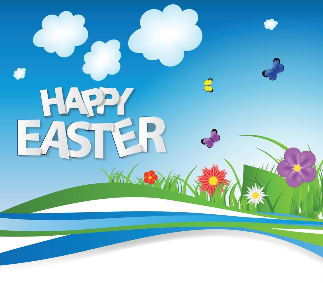 Happy Easter Spring Background Vector Illustration