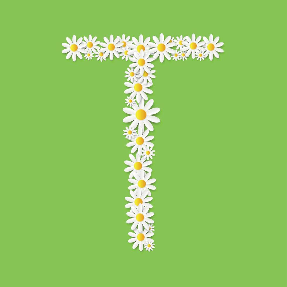 Flora Daisy Design Alphabet Vector Illustartion